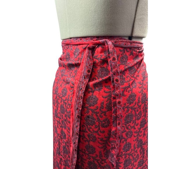 Red & Purple Printed Wrap Skirt - Picture 4 of 5
